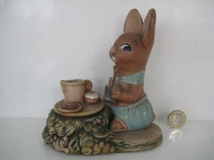 SELTENER ORIGINAL VINTAGE PENDELFIN KANINCHEN MILCHKRUG STÄNDER KUNCHER HELLBLAU - Bild 1 von 12