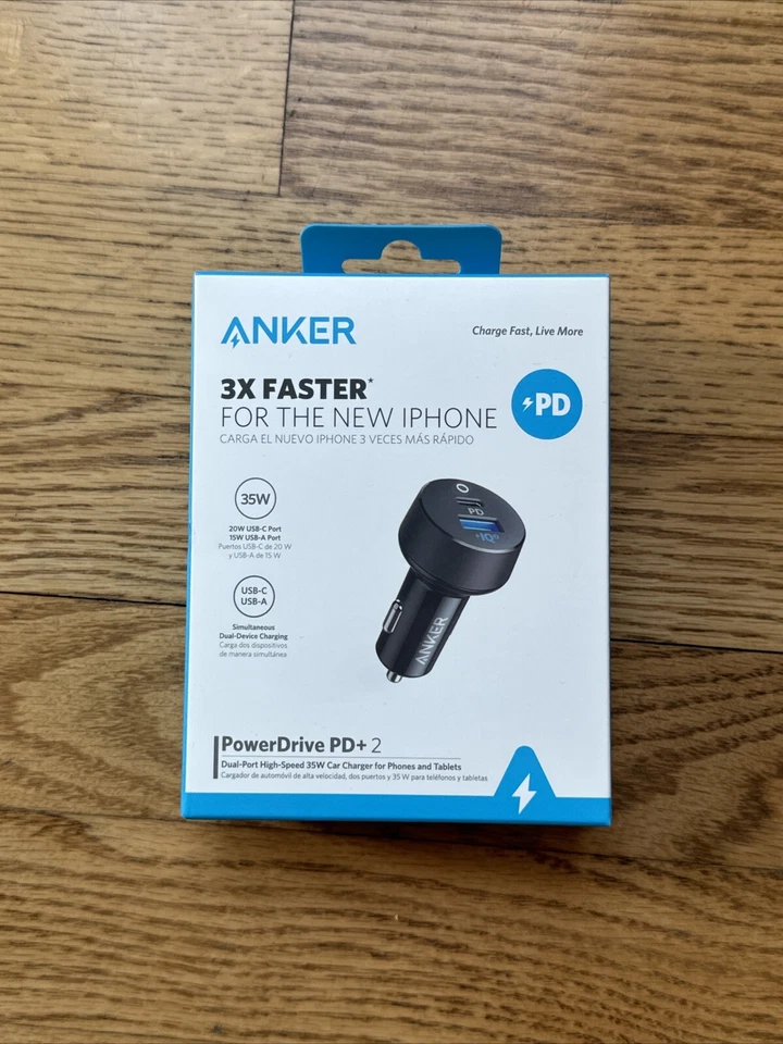 Anker 2-Port 20W USB-C 15W USB-A Power Delivery Car Charger - Black