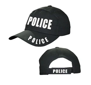 Children's Fancy Dress Black Police Logo Baseball Cap Hat Kids Officer Costume - Picture 1 of 3