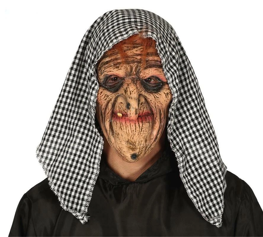 Maschera befana vecchia strega in lattice con fazzoletto - Immagine 1 di 1