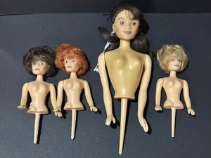 4 Wilton Doll Cake Topper lot Brunette Red Blonde Rooted Hair Vintage 1 Bride - Picture 1 of 3