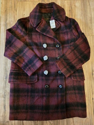  50% OFF NEW COACH Donna Lungo Plaid Pavone Lana Mirtillo Taglia M (2V)