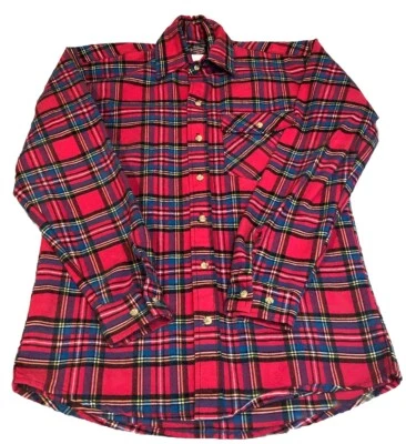 Johnson Woolen Mills 100 % algodón franela manga larga rojo abotonado para hombre XS Foto 1 de 4