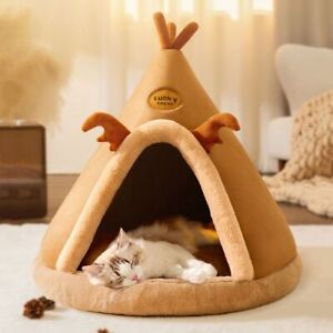 Comfortable Winter Warm Pet House Soft Puppy Christmas Tents Bed Nest  Autumn