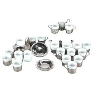 Juego de 67 piezas antiguo francés de porcelana y plata Demitasse 1920 - Imagen 1 de 8