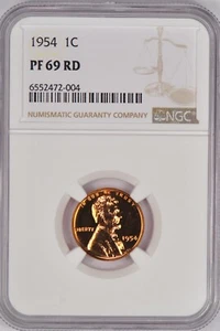 1954 Lincoln Wheat Cent Proof NGC PF 69 RD PR69RD Gem Coin 1C - Picture 1 of 2