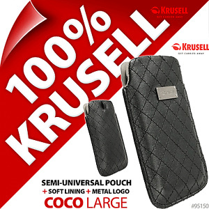 New Krusell Coco L Large Synthetic Leather Mobile Pouch Case Cover Slim Black