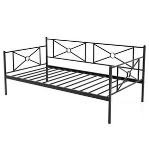 Modern Sofa Bed, Heavy-duty Steel Slats Support Mattress Foundation Black - Picture 1 of 8