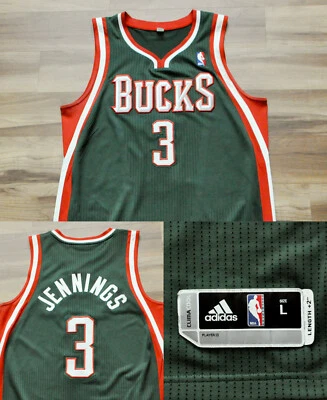 Camiseta Adidas Brandon Jennings Milwaukee Bucks REV30 Corte Profesional NBA Verde L+2 Foto 1 de 4
