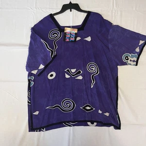 Tropical Tantrum XL NWT 100% Natural Rayon Hand painted Square Neck Pullover - Picture 1 of 13