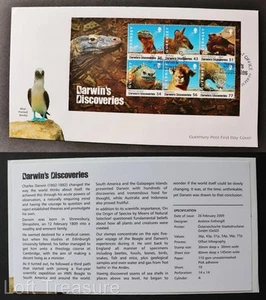 Estampillas de Guernsey: "Descubrimientos de Darwin" 6v hoja de recuerdo primer día cubierta 2009 - Imagen 1 de 3