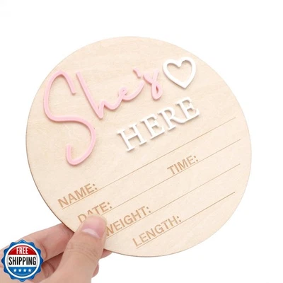 She's Here or He's Here Wooden Sign - Gender Reveal Wooden Sign, Acrylic Gend - Image 1 of 4