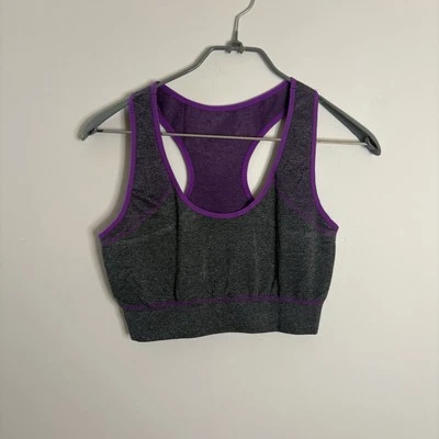 Sujetador deportivo gris y púrpura para mujer espalda deportiva sin costuras sin marca sin talla usado en excelente estado #3 Foto 1 de 4