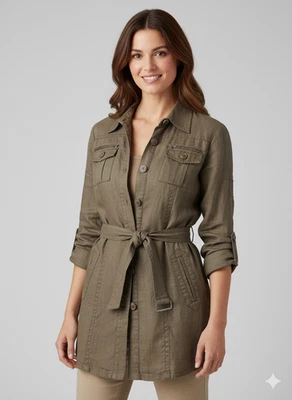 CAbi Sahara Utility Field Jacket Sz S Khaki Brown Linen Fall Safari Camping - Image 1 of 4