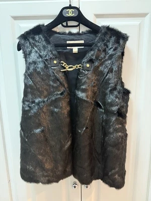 Chaleco MICHAEL By Michael Kors Negro Talla M Imitación Piel Adornado Oro Palanca Cadena Foto 1 de 4