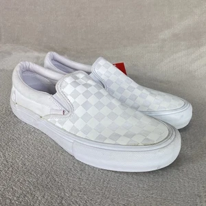 Vans Checkerboard Para Hombres Zapatilla Deportiva Sin Cordones Zapatos de Skate 9.5 Lona Blanca Pura NUEVO - Imagen 1 de 11