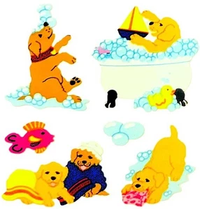 *RARE* Dogs Playing in the Bathtub theme Sandylion Stickers - 1 square - Picture 1 of 1
