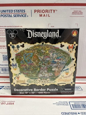 Disneyland Park 1000 Piece Decorative Border Puzzle Map 18" x 26" New Sealed - Image 1 of 4
