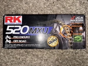 -BRAND NEW- RK Takasago Chain 520 MXU Series UW-Ring (120 LINKS/GOLD) Free Ship! - Picture 1 of 5