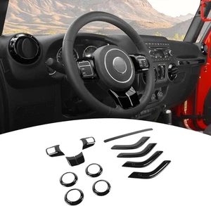 12pc Interior Dashboard Cover Trim for 2011-2017 Jeep Wrangler JK JKU - Black - Bild 1 von 5