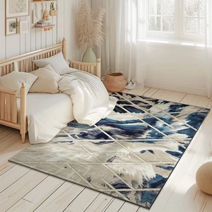 Modern Boho Area Rug Shiny Vibrant High Low Pile Rug Living Room - Picture 1 of 18