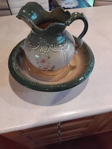 Jarra y lavabo floral vintage = 20 cm, w = 32 cm - Imagen 1 de 9