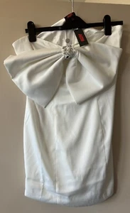 New Free Delivery Ivory Wedding Bridal Mini Satin Bow Dress UK 14/US 10/EU 42 - Picture 1 of 11