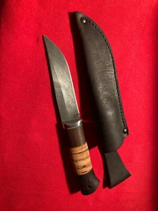 Quality Omega Handmade Hunting Knife Wood Handle Leather Sheath N/M Nice - Picture 1 of 8