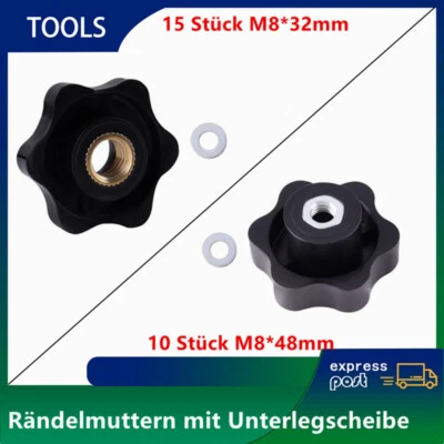 10/15 Stück Sterngriff Sternmutter Klemmmutter Sternschraube Flügelmutter M8 Neu - Bild 1 von 4