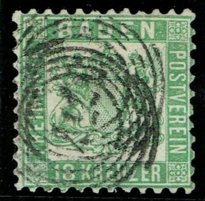 1862 Baden SG36 18k Green Numeral Cancel Fine Used Cat. £900.00 - Picture 1 of 1