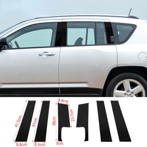 6 un. PVC negro postes de pilar de ventana cubierta de calcomanía para Jeep Compass 2008-16 - Imagen 1 de 10