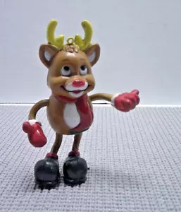 Fun World 1990 Vintage Navidad Rudolph Reno Estatuilla Adorno 4" x 5" - Imagen 1 de 8