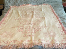 White and pink throw with Lord’s prayer 47” x 62”