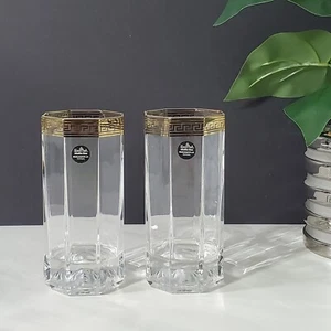 Versace By Rosenthal Medusa D'Or Aperitif Wine Crystal Glasses Set of 2 - Picture 1 of 24