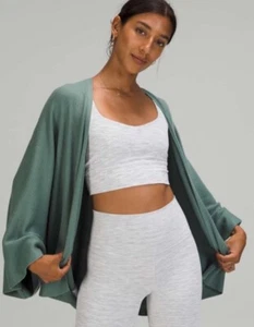 Lululemon Cashlu Knit Textured Wrap Open Cardigan Slouchy Sweater Green Sage OS - Picture 1 of 10