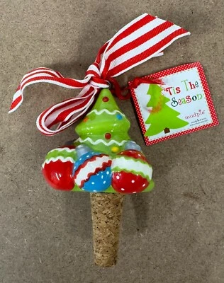 Botella de corcho de cerámica para árbol de Navidad Mud Pie tapa de vino tapón Foto 1 de 2