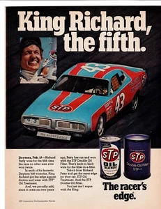 Richard Petty 1974 Vintage Print Ad ~ STP Oil Treatment King 5th Daytona - Picture 1 of 1