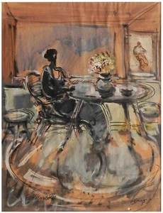 Avinoam Kosovsky: Woman sitting in the Interior 1990s / Israeli Jewish Modern - Picture 1 of 3