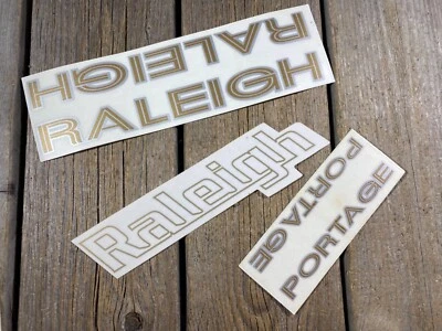 LOTE DE CALCOMANÍAS ADHESIVAS TUBO DE ASIENTO TUBO DESCENDENTE BICICLETA RALEIGH PORTAGE VINTAGE NUEVO Foto 1 de 2