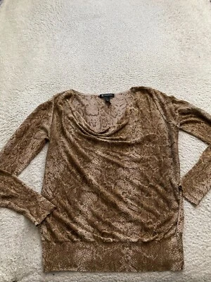 INC International Concepts Women Sheer Glitter Long Sleeve Blouse Brown Size XL - Image 1 of 4