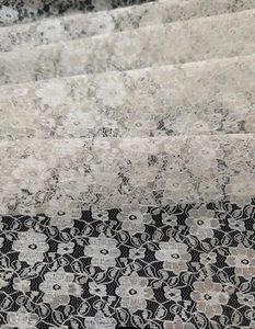 Ivory Sheer Mesh Floral Pattern Vintage Raschel Lace 60" Fabric By The Yard - Picture 1 of 6