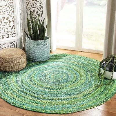 Rug 100% Cotton Round Reversible Braided Carpet Home Decor Rustic Look Area Rug - Image 1 of 4