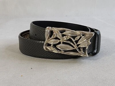 Cinturón Carlisle Mujer Cuero Genuino Negro Texturizado Años 90 Temático Pequeño Foto 1 de 4