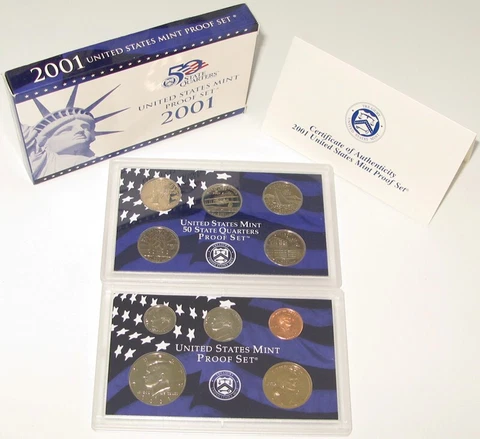 2001-S U.S.  Proof Set - 10 Coins in OGP w/COA Cover