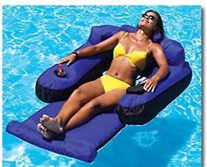 Swimline Fabric Covered Swimming Pool Lake Pond Inflatable Floating Chair Lounge