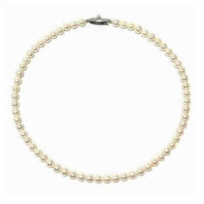 Hi Luster Akoya Pearl Necklace Strand Off White 6mm AAA+ Silver VTG Tasaki 17” - Image 1 of 4