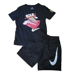 Nike Kids Sole Food Burger Box Tee & Nike Swoosh Short Set Kids Size S 4-5 Years - Picture 1 of 4