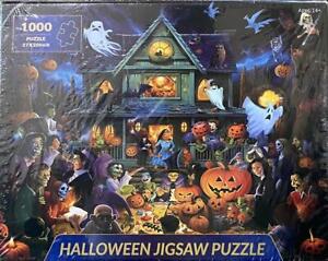 Unbranded jigsaw puzzle;  Halloween Haunted House scene with family;  1000 pcs