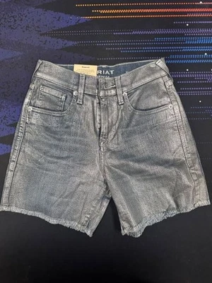 Pantalones Cortos Ariat Damas Jazmine 5" Boyfriend Plata Brillo Tiro Alto 25R 10043201 Foto 1 de 4