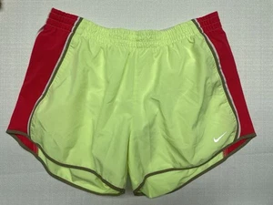 Nike Shorts Woman's Medium Dri Fit Lime Green Coral Pink Running Active Workout - Picture 1 of 6